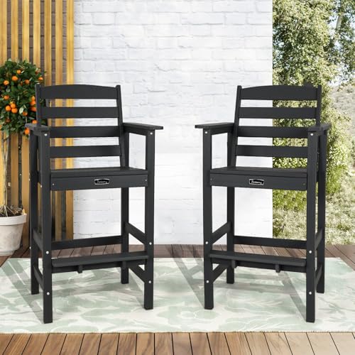 FUNBERRY Bar Height Outdoor Chair, Tall Adirondack Chair, All Weather HDPE Outdoor Bar Chairs for Bistro Patio Balcony