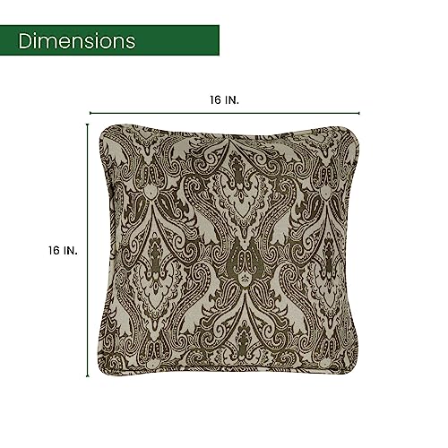 Hanover Medallion Indoor Throw, Set of 2, Decorative and Weather Resistant Meadow Green Cushions for Outdoor Furniture and Patio Sets with Premium Quick-Drying Fabric, 2 Pillows, 2 Count