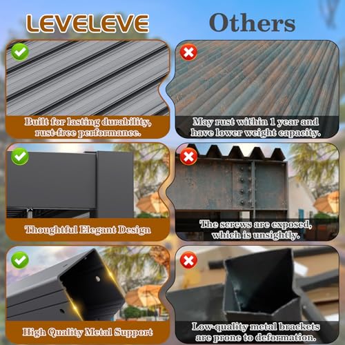 LEVELEVE 10' x 20' Louvered Pergola with Adjustable Roof, Outdoor Metal Patio Gazebo with Curtains & Netting, Gutter System, Large Hardtop Canopy for Garden, Deck, Backyard