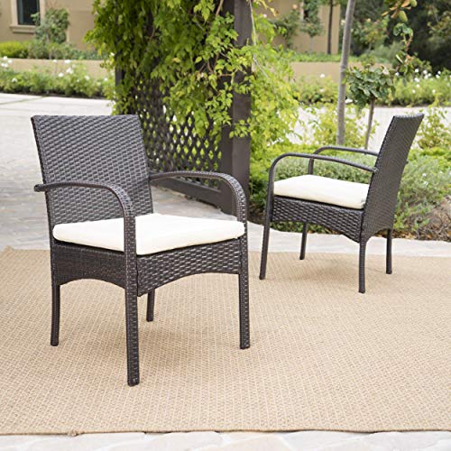 Christopher Knight Home Cordoba Outdoor PE Wicker Dining Chairs, 2-Pcs Set, Multibrown