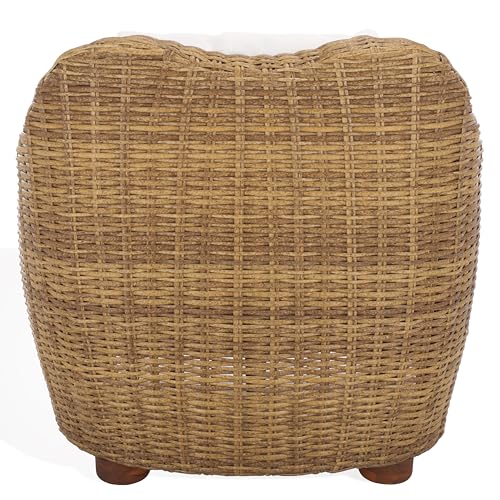 SAFAVIEH Couture Outdoor Collection Melbourne Natural/White Cushion Wicker Patio Accent Chair