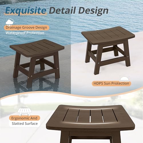 LUE BONA Outdoor Adirondack Ottomans, Footrest Footstool, Outdoor Foot Rest for Patio, HDPS All Weather Waterproof Footrest Footstool for Adirondack Chair, Dark Brown