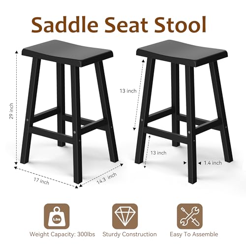 MAIUSCOLI Bar Stools 29'' Outdoor Set of 4, Waterproof Modern Durable Resin Saddle Seat,Counter Stool Sturdy Modern Stylish, All-Weather Barstools for Patio, Balcony, or Kitchen Counter