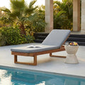 Christopher Knight Home Milos Acacia Wood Chaise Lounge Chair Outdoor, Wooden Sunbathing Pool Lounger, Patio Chaise Lounge with Cushions, Adjustable Backrest Lounge Sofa, Light Gray+Teak