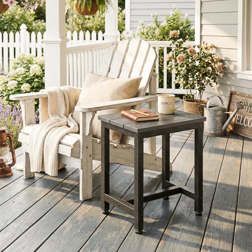 ODK Outdoor Side Tables Set of 2, Adirondack Patio End Table with Weather-Resistant Waterproof Top for Hot Tub Garden, Balcony, Poolside, 2PCS, Grey