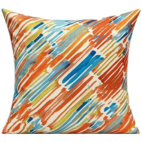 WOKANI Outdoor Throw Pillow Covers 18x18 Set of 4，Summer Orange Rust Abstract Mid Century Modern Decorative Pillow Cases for Patio Couch Sofa Porch, Multicolor