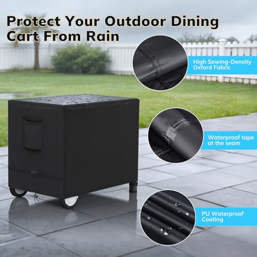 Outdoor Prep Table Cover, Waterproof Outdoor Dining Cart Cover, Heavy Duty Oxford Fabric for 36-inch Keter Unity Portable Table, Outdoor Storage Cabinet and Utility Cart, 36" L×24" D×35" H, Black