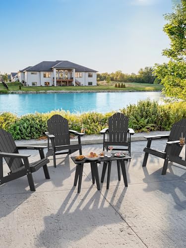 Homenjoy Outdoor Side Table, HDPE Weather Resistant Small Patio Table for Porch and Balcony, 200 LBS Capacity Heavy Duty Small Outdoor Table for Backyard and Pool, Easy Maintenance, Black