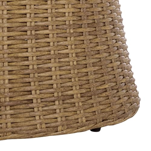 SAFAVIEH Outdoor Patio Furniture Collection – Drew Natural Rattan Swivel Barrel Chair with Taupe Cushion (PAT7543A)