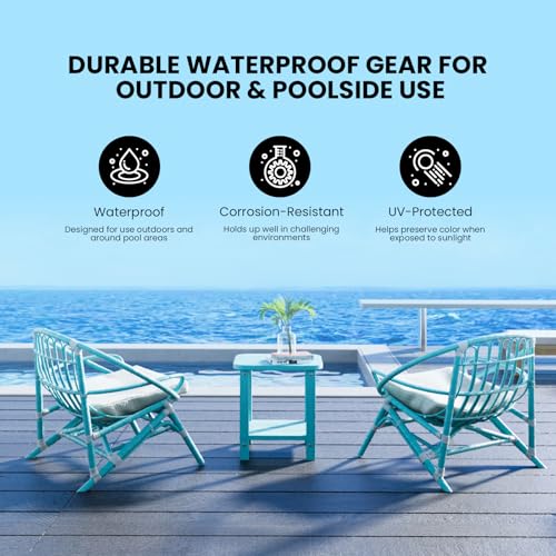 UQQUUNIQ 2-Tier Outdoor Side Table, 16" Adirondack Small Side Table All Weather Resistant, Patio End for Outside or Indoor, Patio, Yard, Pool, Porch, Garden, Sky Blue