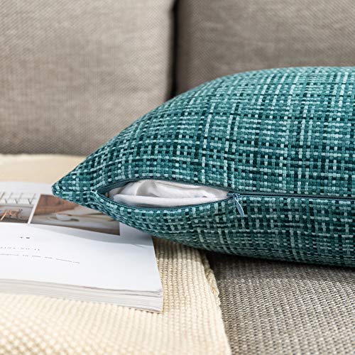 Kevin Textile Pack of 2 Decorative Outdoor Waterproof Throw Pillow Covers Lumbar Pillowcases Modern Cushion Cases for Patio Couch Bench 12 x 20 Inch Teal