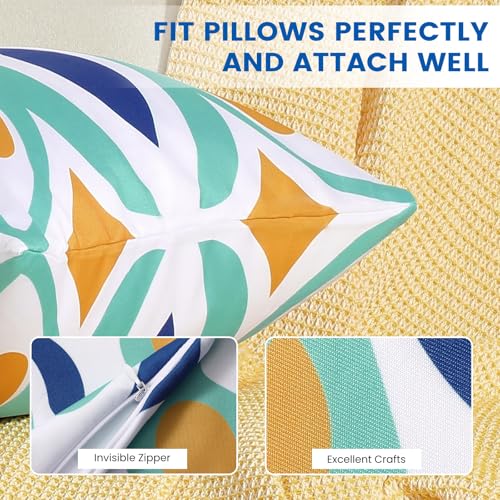 coclothy Outdoor Pillow Covers - 4 Pack Outdoor Pillow Covers 18x18 Waterproof PillowCovers for Patio Furniture Decorative Pillowcases