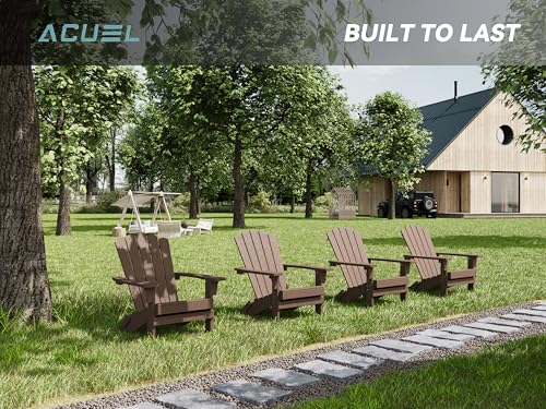 ACUEL Adirondack Chairs, Folding Chairs Set of 2, Weather-Resistant Patio Chair with Wide Armrests & High Backrest, Fire Pit Chair for Garden, Backyard, Porch