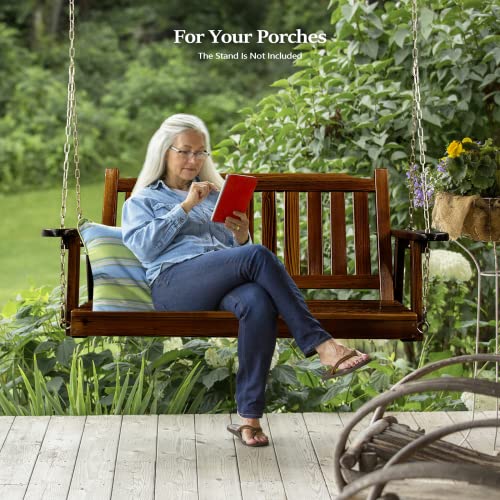 VINGLI Heavy Duty 880 LBS 4 FT Outdoor Porch Swing, Patio Hanging Swing Bench for Yard, Rustic