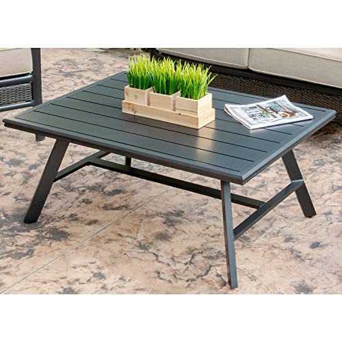 Hanover All-Weather Commercial-Grade Aluminum Slat-Top Coffee Table