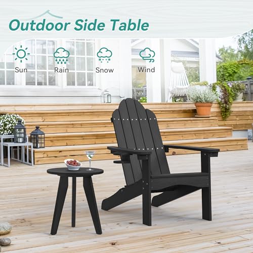 Homenjoy HDPS Outdoor Side Table, Small Round Side Table Weather-Resistant, Outdoor Side Tables for Patio, Porch, Deck, End Table for Plant Stand, Living Room, Bedroom, Black