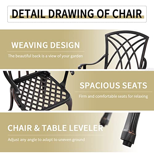 Withniture 3 Piece Patio Bistro Set Outdoor Bistro Table Set Anti Rust Bistro Table and Chairs w/Umbrella Hole, Durable Patio Set for Porch, Balcony