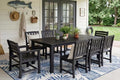 Patio Kingdom Perli™ 9-Piece Outdoor Dining Set, All-Weather HDPE Patio Furniture with 8 Ergonomic Chairs & Large Table, Built-in Umbrella Hole, UV-Resistant Set for Backyard, Deck, Poolside, Black