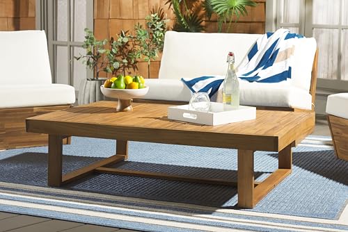 SAFAVIEH Outdoor - Duncan Natural Brown Slatted Top Solid Wood Coffee Table (PAT7331A)