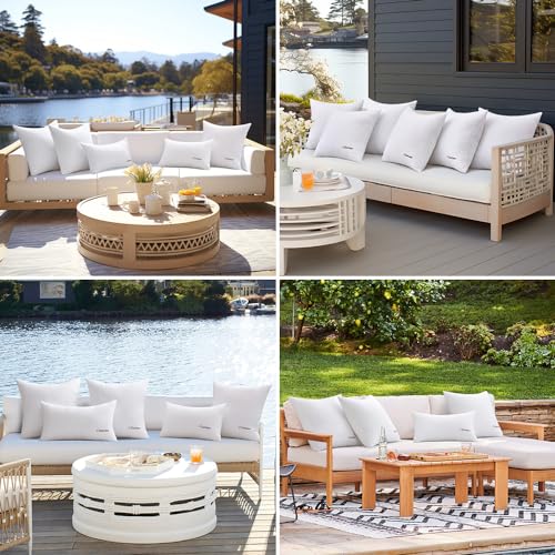MIULEE Outdoor Pillows Set of 4 18x18 Waterproof Throw Pillow Inserts, Decorative Water Resistant Pillow Cushion for Patio and Garden