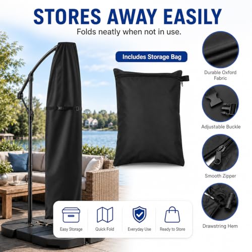 XDGDHSH Patio Umbrella Cover for Hanover Cantilever Round 10 ft, Outdoor Water-Resistant Offset Cantilever Cover with Zipper for Garden, Deck & Backyard