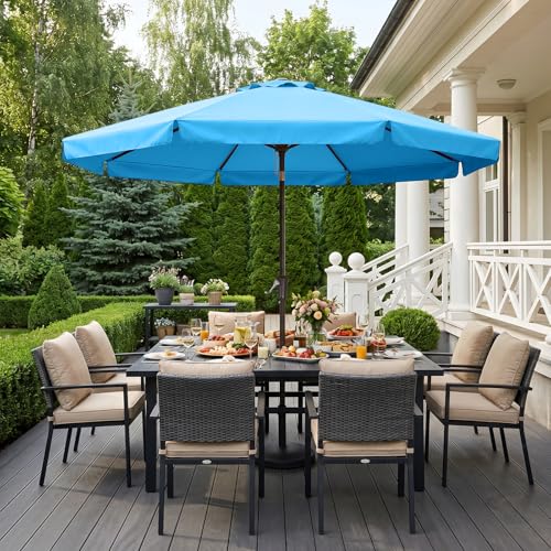 ABCCANOPY 9ft Scalloped Patio Umbrella, Outdoor Table Umbrella with Tilt and Crank, Fiberglass Ribs Deck Umbrella for Patio, Pool, Garden, Picnic (Turquoise)