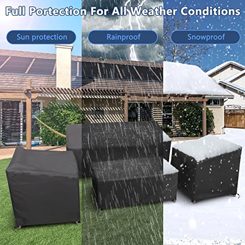 STARTWO Outdoor Furniture Cover Waterproof, 4 Piece Patio Furniture Set Cover 400D for Outside Couch, Lawn Chairs, Coffee Table, Windproof with Buckle Strap, Black