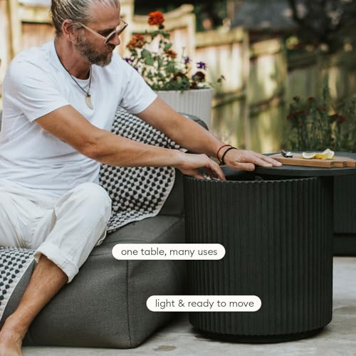 Veradek Outdoor Cooler Side Table - 2 in 1, Black, 21 inch