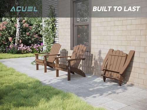 ACUEL Adirondack Chairs, Folding Chairs Set of 2, Weather-Resistant Patio Chair with Wide Armrests & High Backrest, Fire Pit Chair for Garden, Backyard, Porch