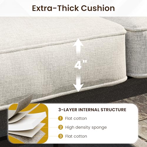 FansaFurn Outdoor Ottoman Set of 2, Multipurpose Metal Outdoor Patio Furniture for Backyard, Proch, Additional Seating, Side Table with Removable Washable Cushions, Khaki/Khaki