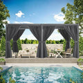 SAILARY Louvered Pergola 12' x 16' with Waterproof Curtains, Outdoor Aluminum Pergola with Reinforced Steel Roof, Heavy-Duty Hardtop Gazebo, Privacy Shaded Shelter, Grey