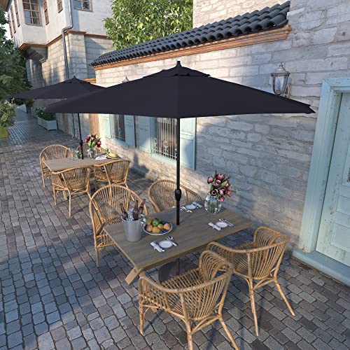 California Umbrella 12-Year Protection 9-Ft Outdoor Patio Umbrella, Sunbrella Fade-Resistant Acrylic Fabric, Auto Tilt and Crank, Heavy-Duty Aluminum Frame/ Reinforced Ribs, Bronze Pole,Navy