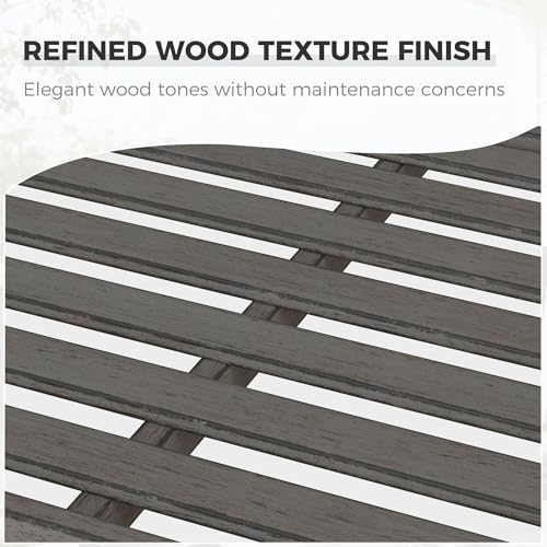 Grand patio Farmhouse Outdoor Bench, Garden Benches with Anti-Rust Aluminum, Faux Wood Grain Finish Frame Patio Bench for Front Porch, Weathered Gray