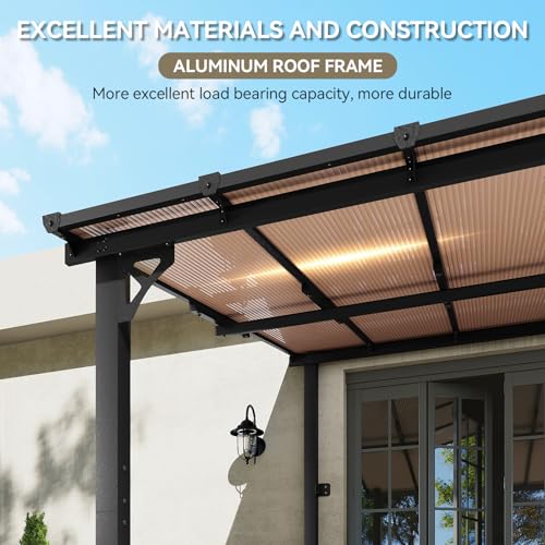 Aoxun 8’x10’ Gazebo, Wall Mounted Gazebos Pergola on Clearance, Outdoor Patio, Large Wall-Mounted Heavy Duty Awnings for Patio, Decks, Backyard (Black)