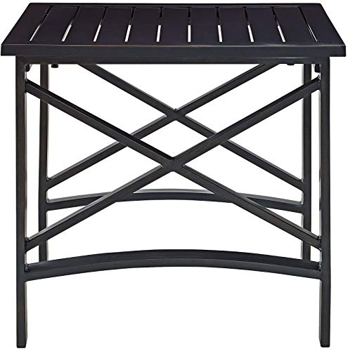 Crosley Furniture Kaplan Weather Resistant Metal Outdoor Side Table for Patio, Deck, Porch, Oiled Bronze