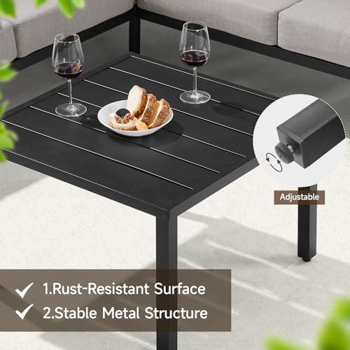 Patio Furniture Set, 6-piece Metal Sectional Furniture Sofa with Coffee Table, L Shaped Outdoor Couch with Olefin Cushion, Highback Frame, Outdoor Patio Conversation Sets for Balcony Backyard, Grey