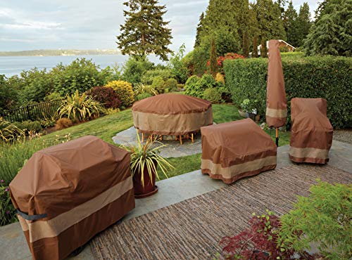 DUCKCOVERS Ultimate Waterproof Rectangular/Oval Patio Table with Chairs Cover, 107 Inch