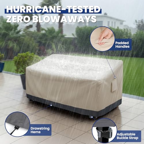 Extra Heavy Duty 2 Seater Outdoor Sofa Cover Waterproof - Patio Furniture Loveseat Covers with Air Vent, Outdoor Couch Bench Cover, 58" W x 33" D x 31"H
