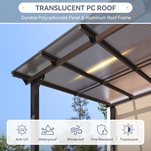 Breezestival 10' x 20' Lean to Gazebo, Hardtop Metal Gazebo Pergola with Polycarbonate Roof, Large Wall Mounted Heavy Duty Awnings, Patio Canopy for Backyard, Deck, Porch