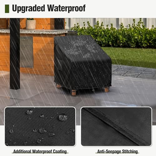 MR. COVER Outdoor Chair Covers Waterproof, Patio Furniture Covers for Rocking Chair, Heavy Duty Anti UV Chair Cover, Fits up to 35W x 37D x 36H Inches, Air Vent and Handles Included, Black, 2 Pack