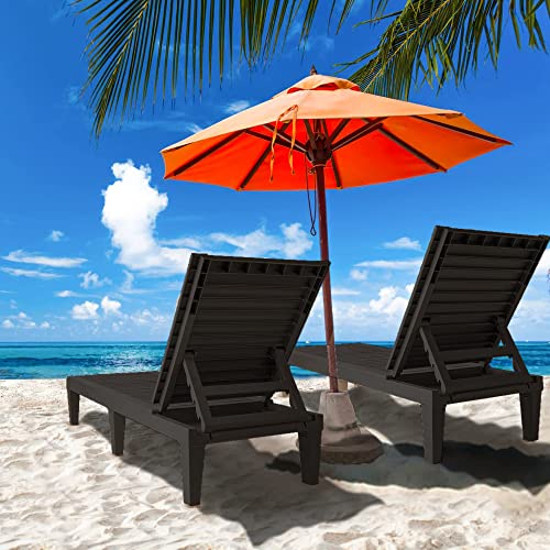 EUNHOO Chaise Lounge Outdoor Set of 4,Adjustable Pool Lounge Chair with 5 Positions Backrest, Waterproof Sun Loungers for Garden Pool Beach Patio Deck Sunbathing.Black