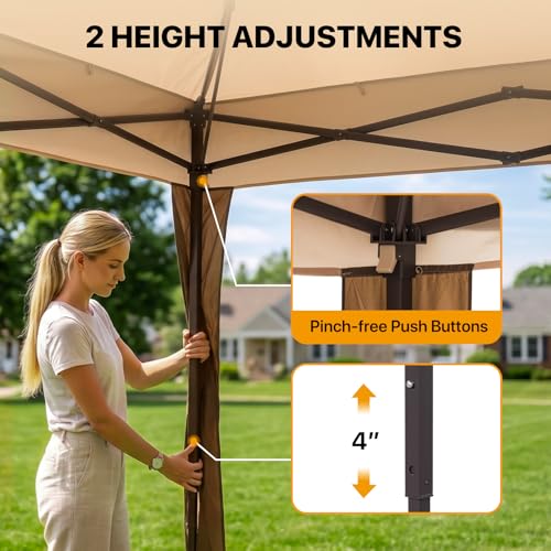 COOS BAY 11x11 Pop Up Gazebo with Mesh Netting, Instant Outdoor Canopy Tent, Water Resistant Shelter with UPF 50+ UV Protection, 121 Sq Ft Coverage, Beige