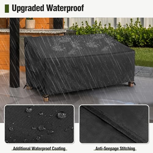 MR. COVER 3-Seater Outdoor Couch Cover Waterproof, 80 Inch Patio Furniture Cover for Sofa, Heavy Duty Polyester & Double-Stitched Seams, Classic Black
