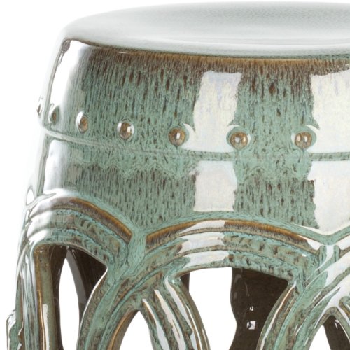 SAFAVIEH Furniture - Double Coin Decorative Garden Stool - Antique Blue - Ceramic - Artisan Chinoiserie Design - Ideal for Living Room, Patio, Garden - Fully Assembled (ACS4500A)