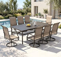 PHI VILLA 9 PCS Patio Dining Set for 8 Person, Padded High Back Outdoor Swivel Chairs and Large Metal Table, Patio Table and Chairs Set for Outdoor Deck Lawn Garden