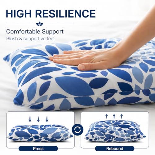 JMKaixin Set of 2 Waterproof Outdoor Throw Pillows with Inserts – 18x18 Inch Square Pillows for Patio Furniture, Garden Chairs, Couch, or Bench – Indoor/Outdoor Decorative Use