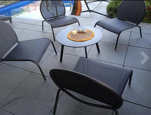 juserox Patio Coffee Table - Metal Steel Outdoor Round Table Weather Resistant Anti-Rust Table (Black)