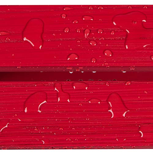 Shine Company Providence Rectangular Solid Wood Side Table, Outdoor Adirondack Patio Table, Chili Red