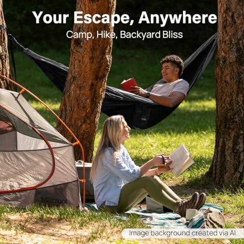 Kootek Camping Hammock 500 lbs Capacity, Portable Hammocks with Tree Straps & Attached Carry Bag, Camping Essentials Gear, Perfect for Outside Indoor Hiking Beach Backpack Travel