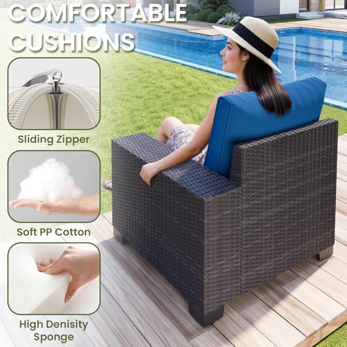 OUGMMGOU 7 Pieces Outdoor Patio Furniture Set, Outdoor Sectional Furniture Set, All-Weather PE Rattan Wicker Sofa with Cushions for Balcony, Deck, Garden
